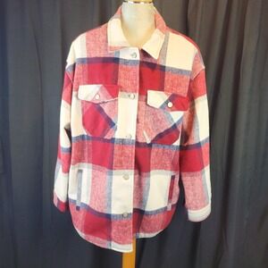 Ashley Outerwear Flannel Red Shacket Heavy Winter XL Womens Fashion‎